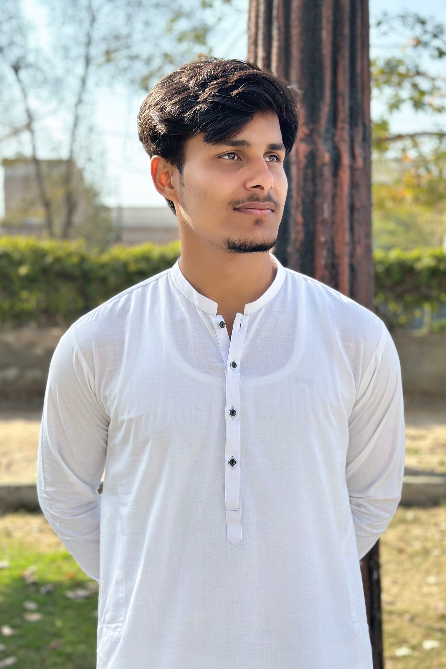 White Cotton Shalwar Kameez - Stitched