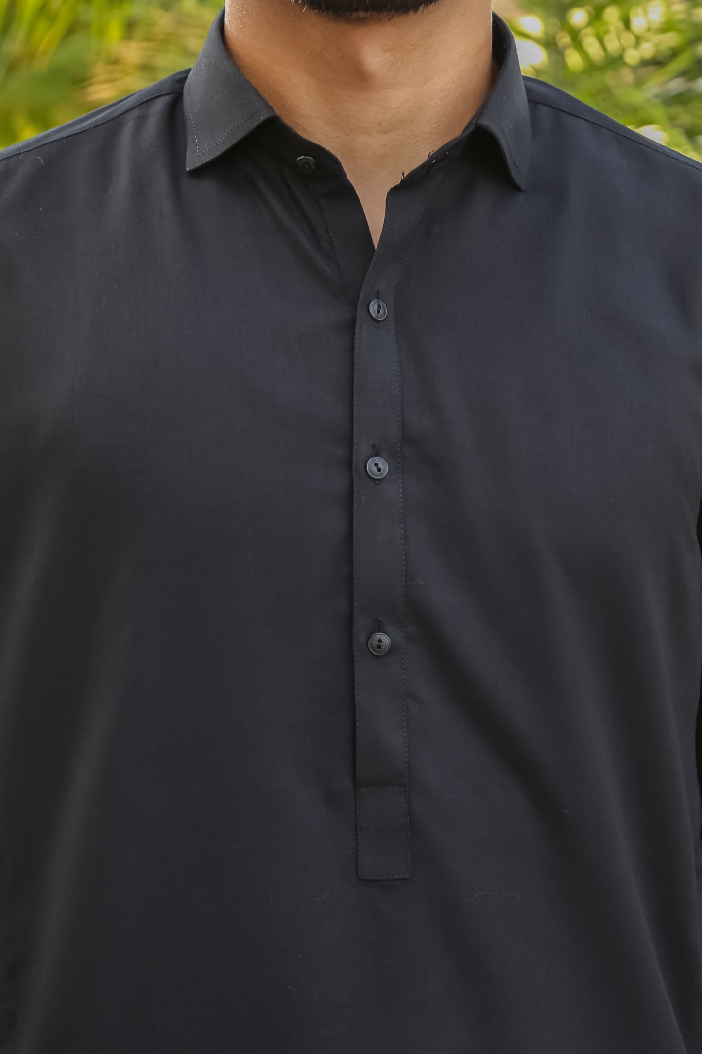 Black French Collar Shalwar Kameez - Stitched