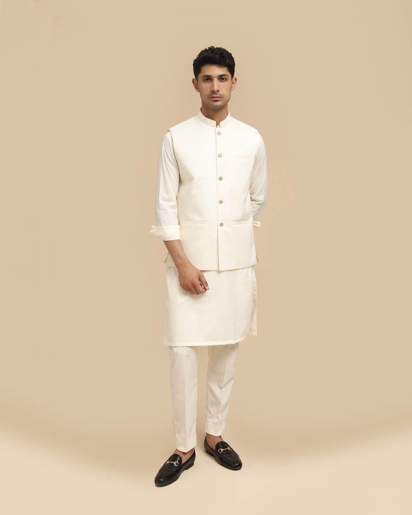 Bosky Kurta Trouser with Blended Waistcoat - Straight Cut - Men