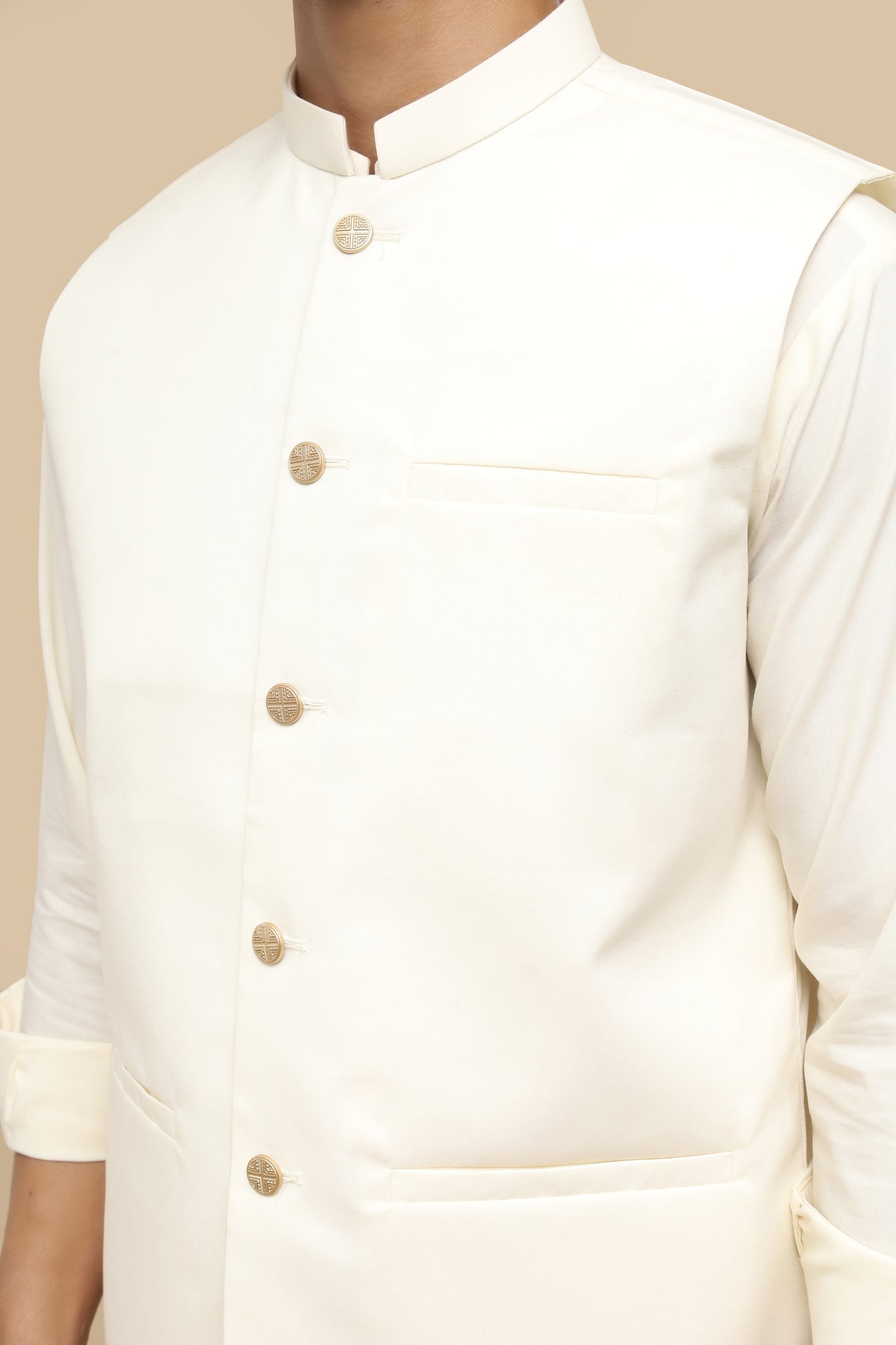 Bosky Kurta Trouser with Blended Waistcoat - Straight Cut - Men