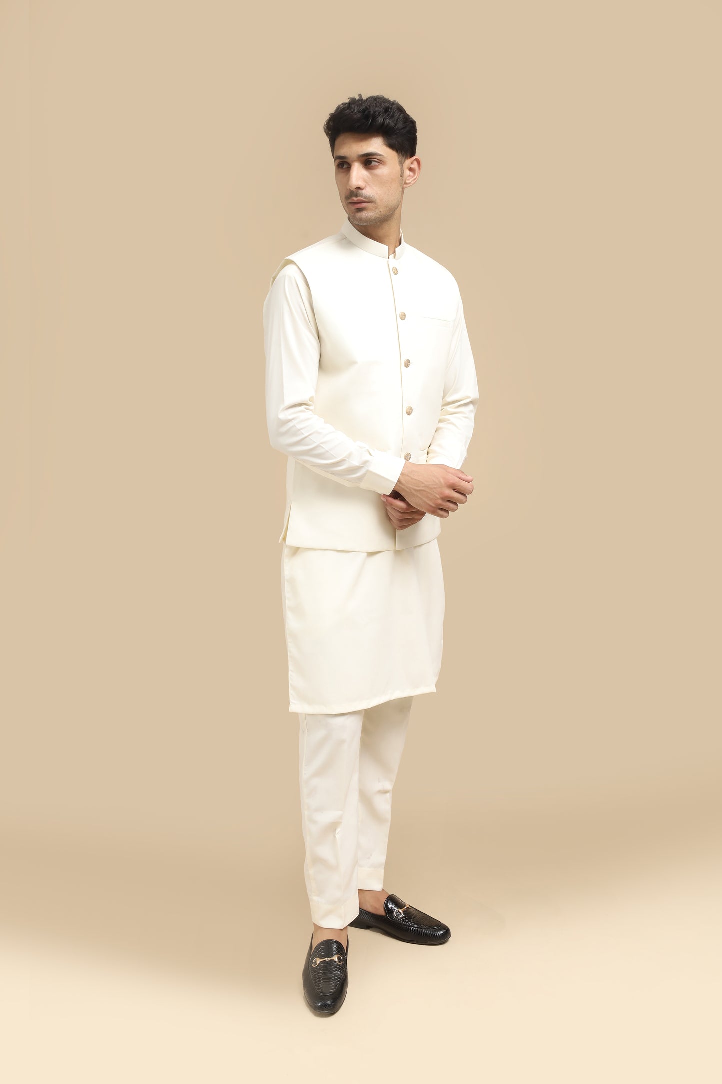 Bosky Kurta Trouser with Blended Waistcoat - Straight Cut - Men