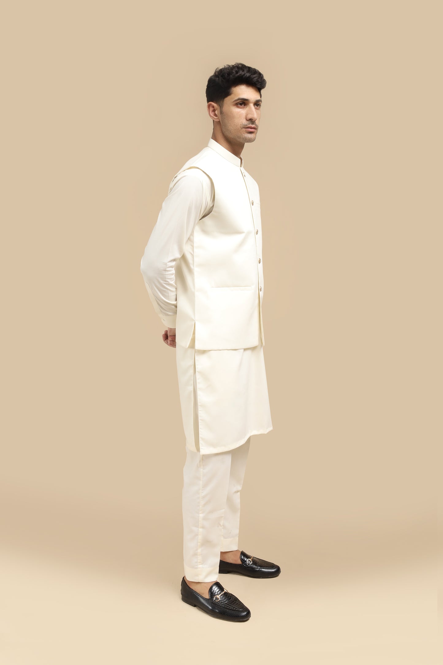 Bosky Kurta Trouser with Blended Waistcoat - Straight Cut - Men