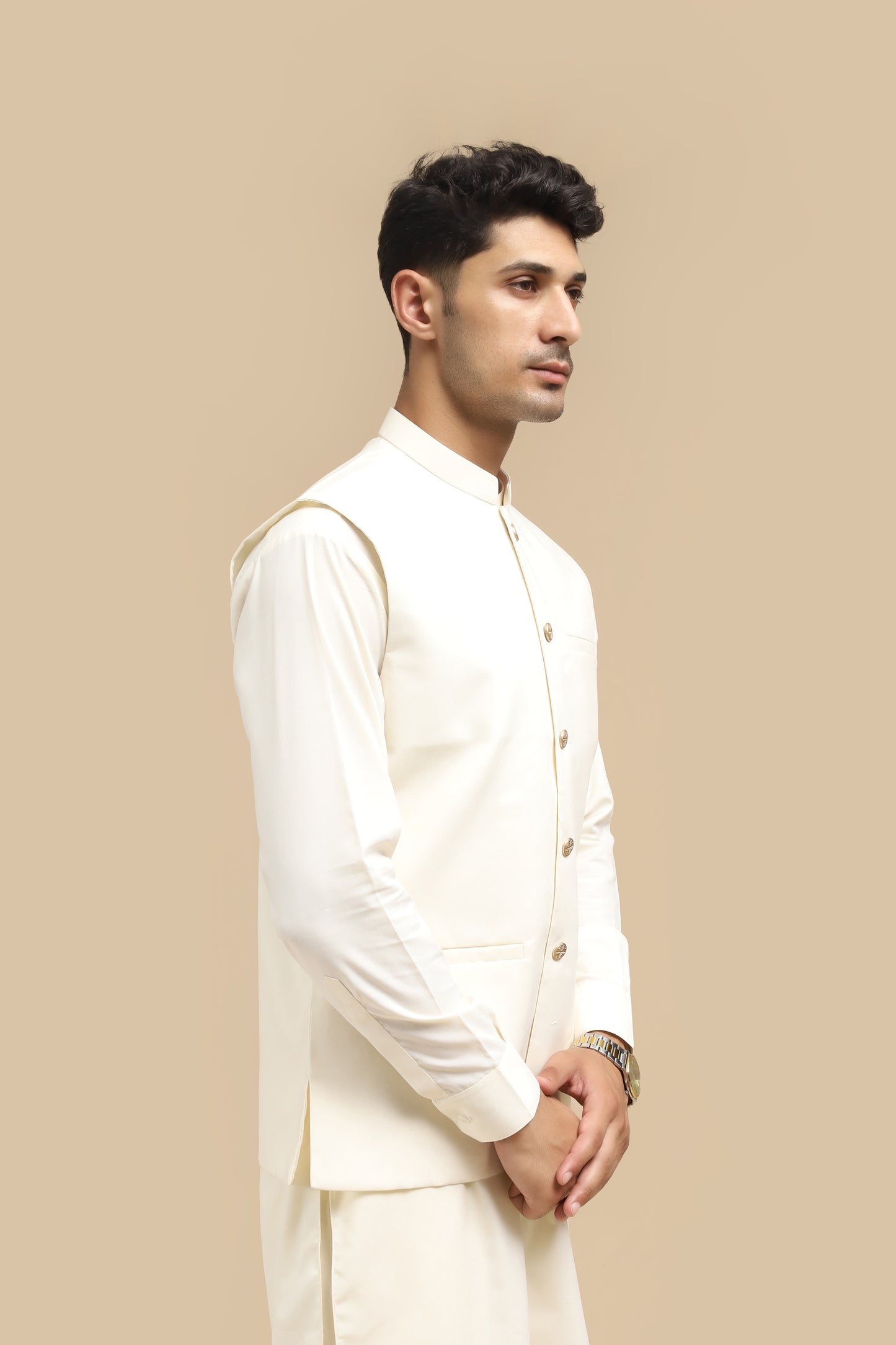 Bosky Kurta Trouser with Blended Waistcoat - Straight Cut - Men