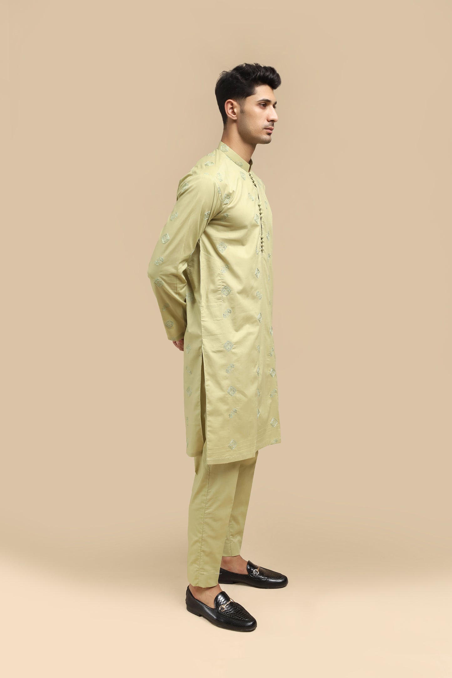Mint Cotton Embroidered Kurta Trouser MED-3333 - Men