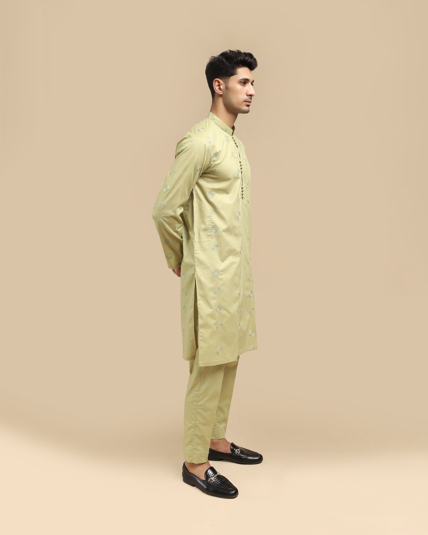 Mint Cotton Embroidered Kurta Trouser MED-3333 - Men