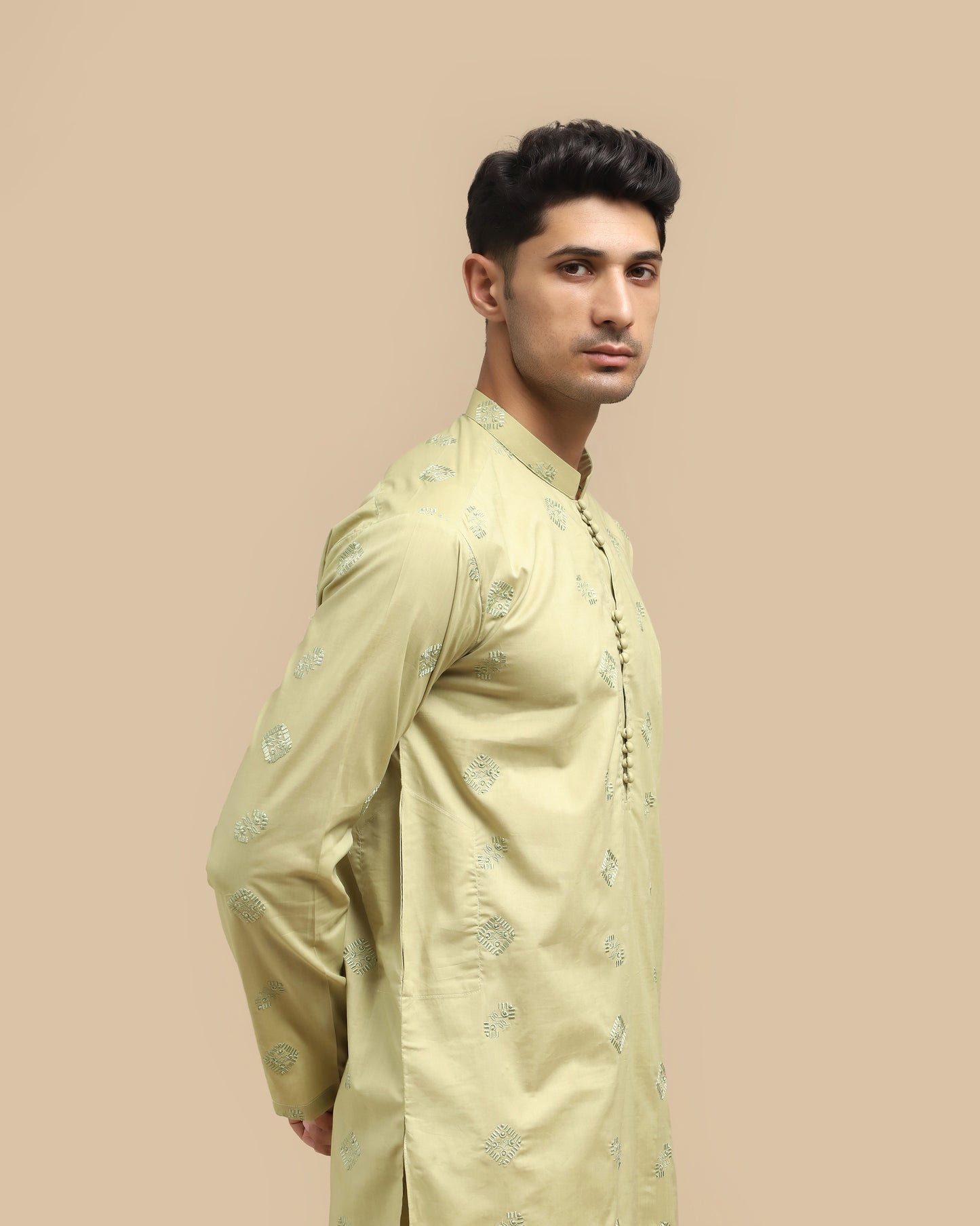 Mint Cotton Embroidered Kurta Trouser MED-3333 - Men
