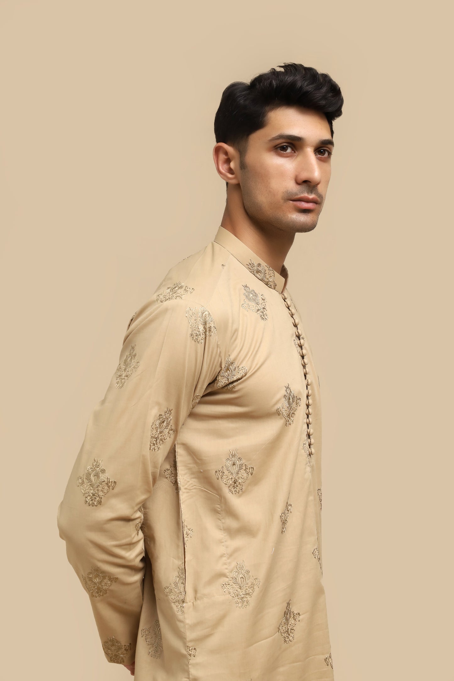 Ivory Skin Cotton Embroidered Kurta Trouser MED-1111 - Men