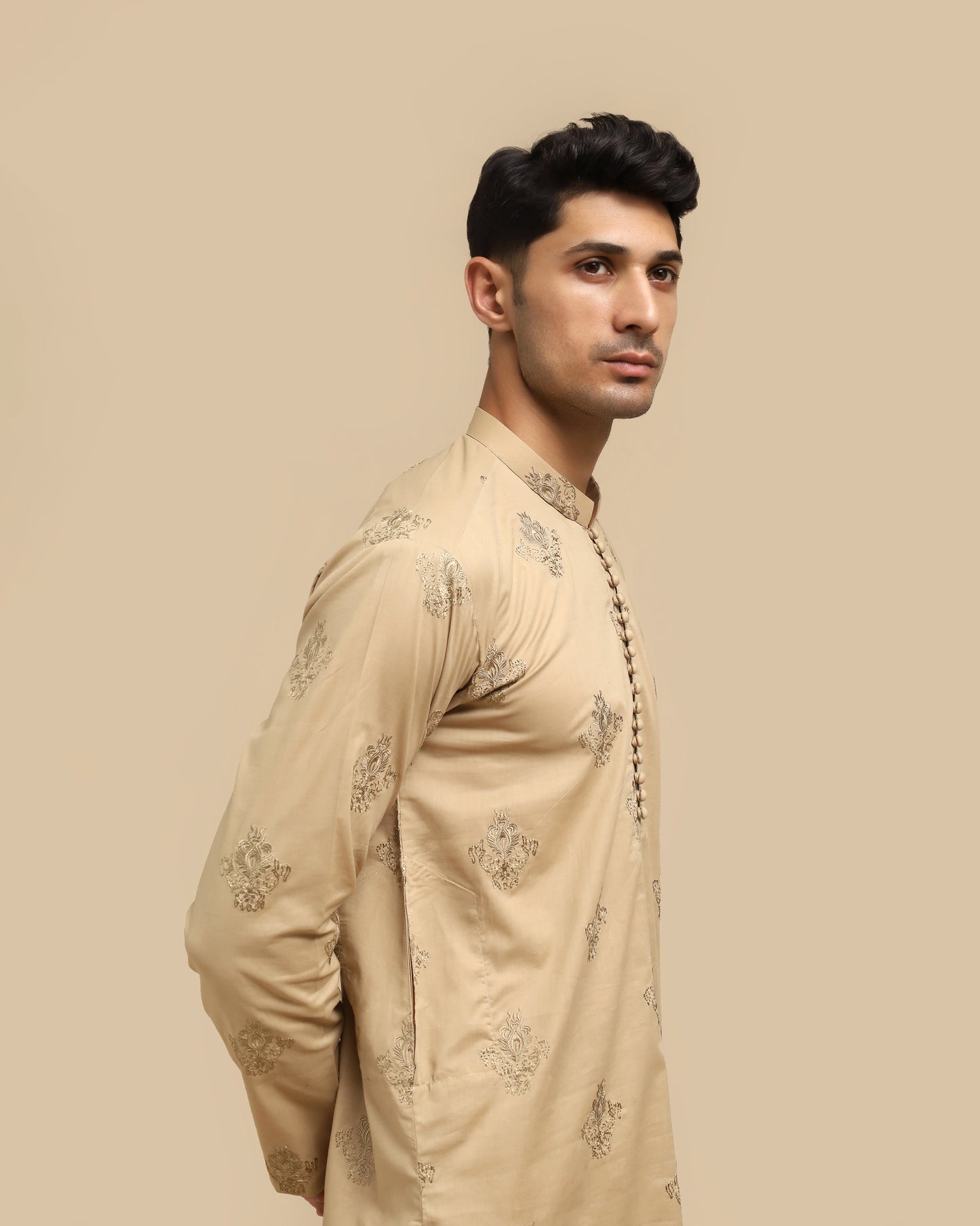 Ivory Skin Cotton Embroidered Kurta Trouser MED-1111 - Men