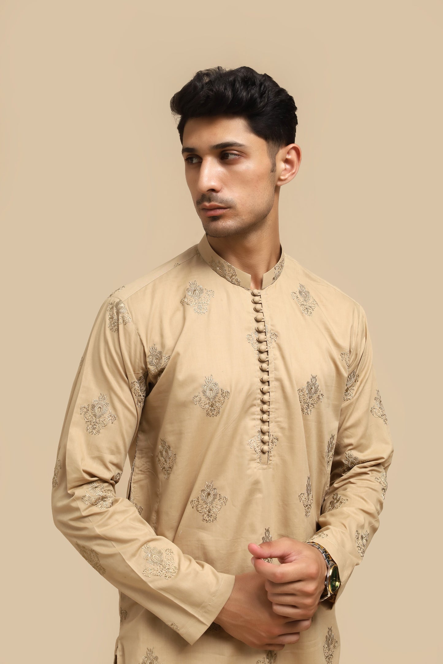 Ivory Skin Cotton Embroidered Kurta Trouser MED-1111 - Men