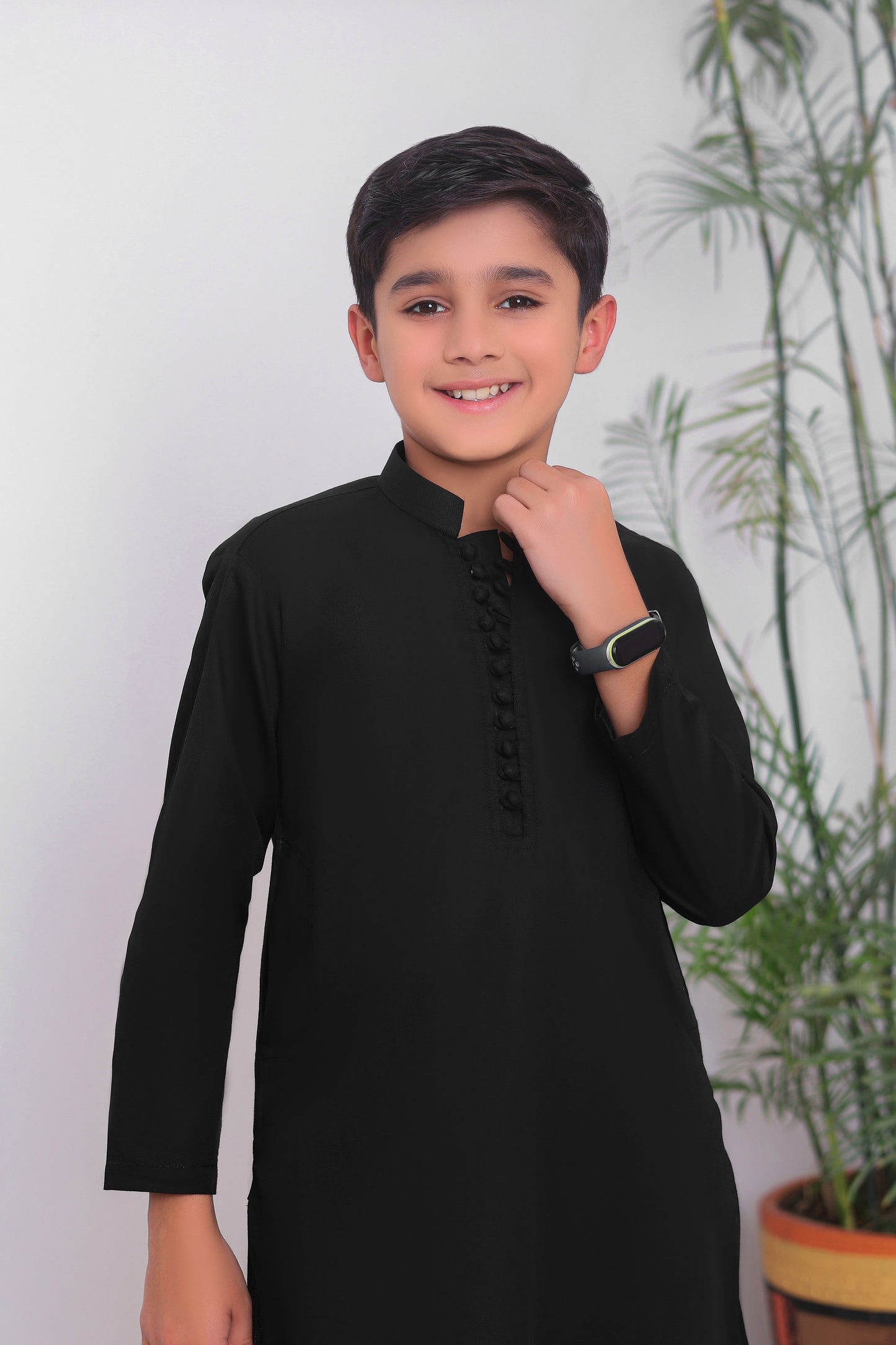 Black Cotton Kurta Trouser - Kids