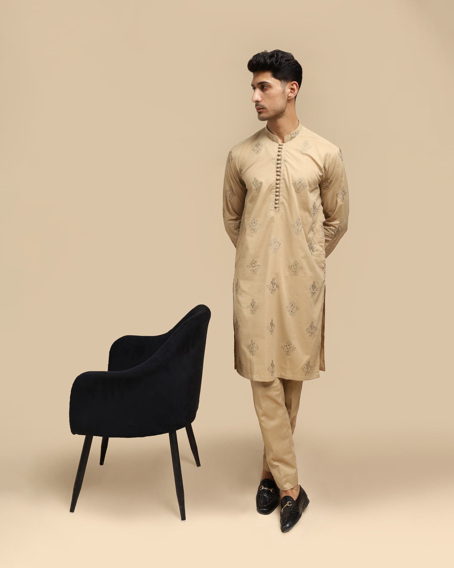 Ivory Skin Cotton Embroidered Kurta Trouser MED-1111 - Men