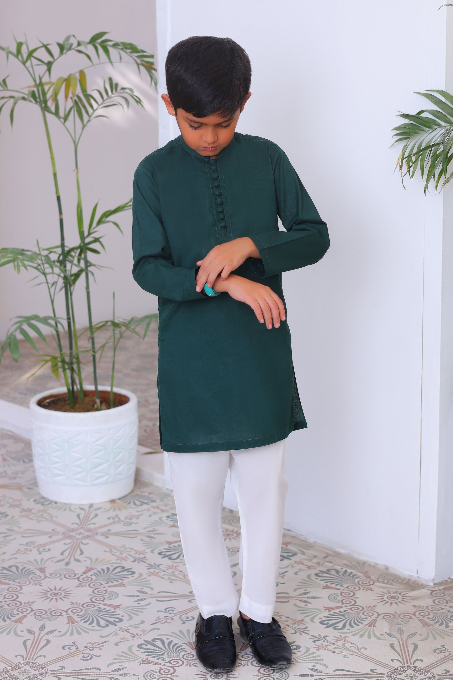 Pine Cotton Kurta Trouser - Kids