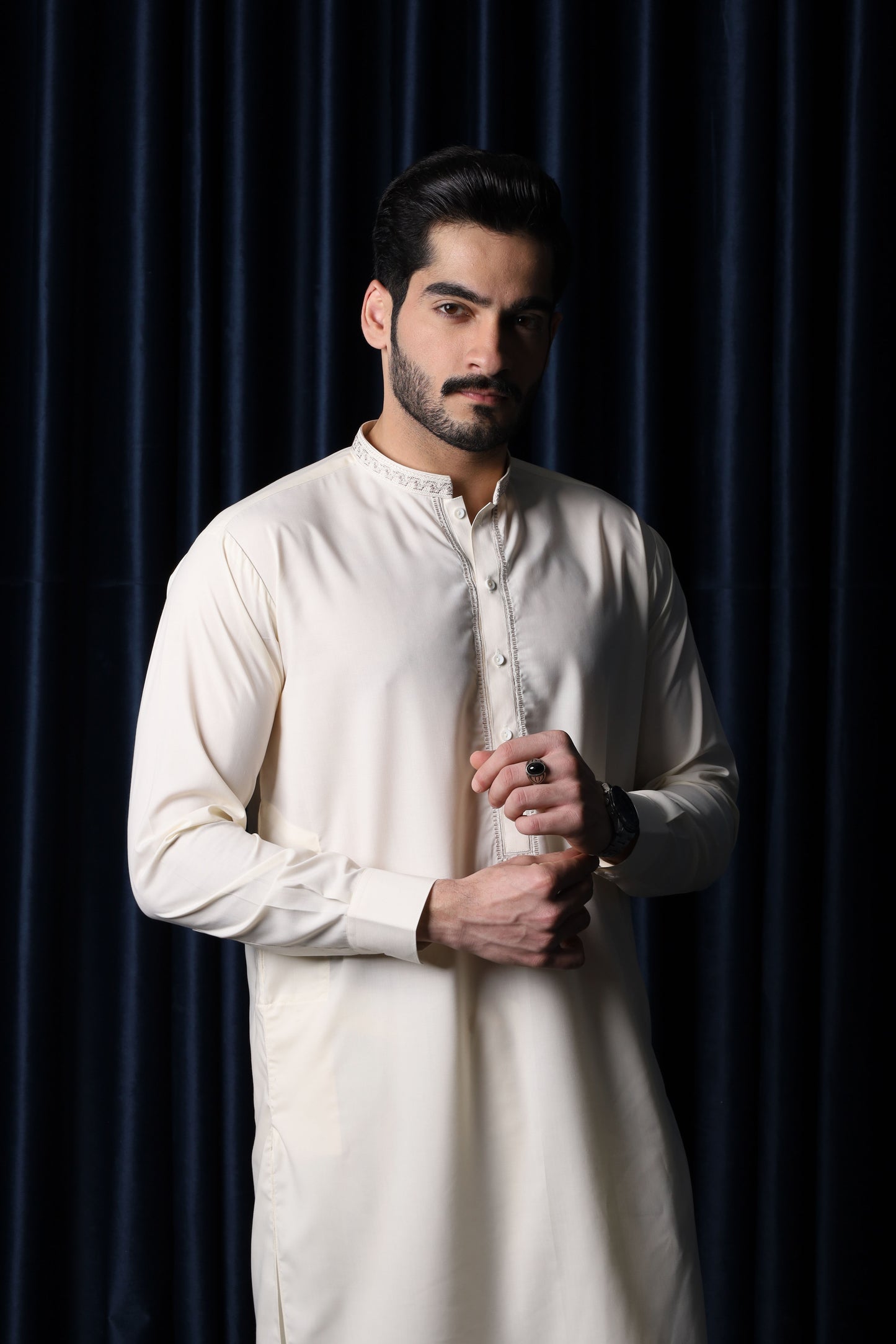 Bosky Kameez Shalwar - Collar Neck Embroidered Edition - Men