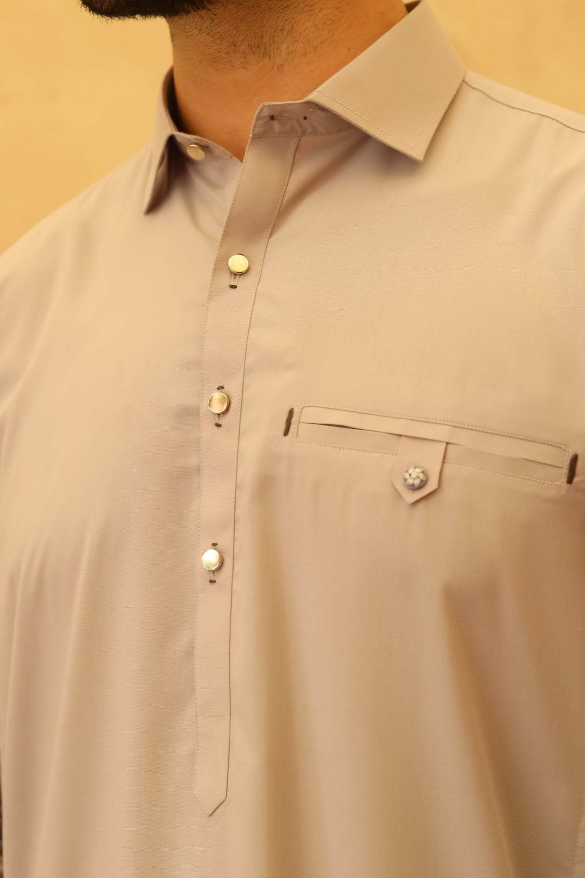 Silver Gray Designer Kameez Shalwar - Men