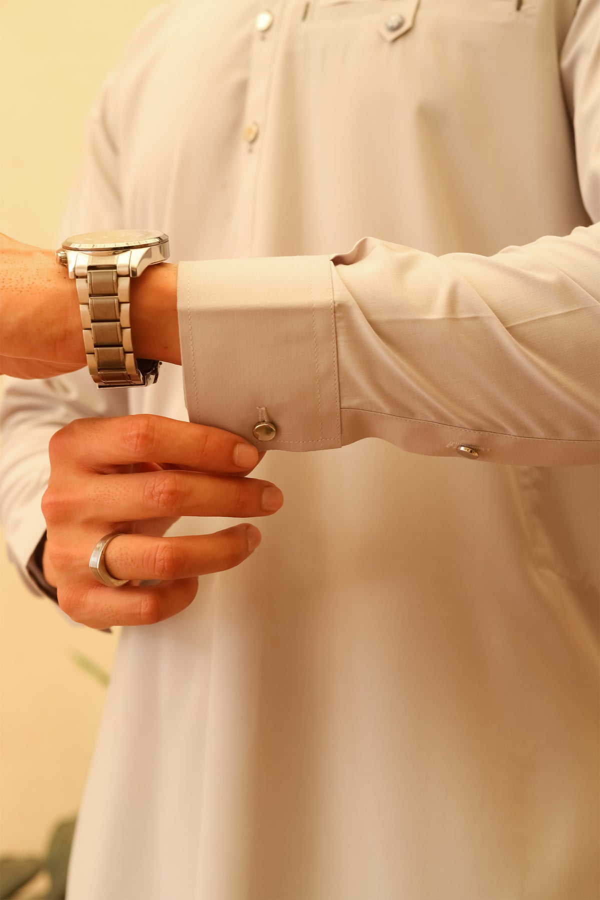Silver Gray Designer Kameez Shalwar - Men