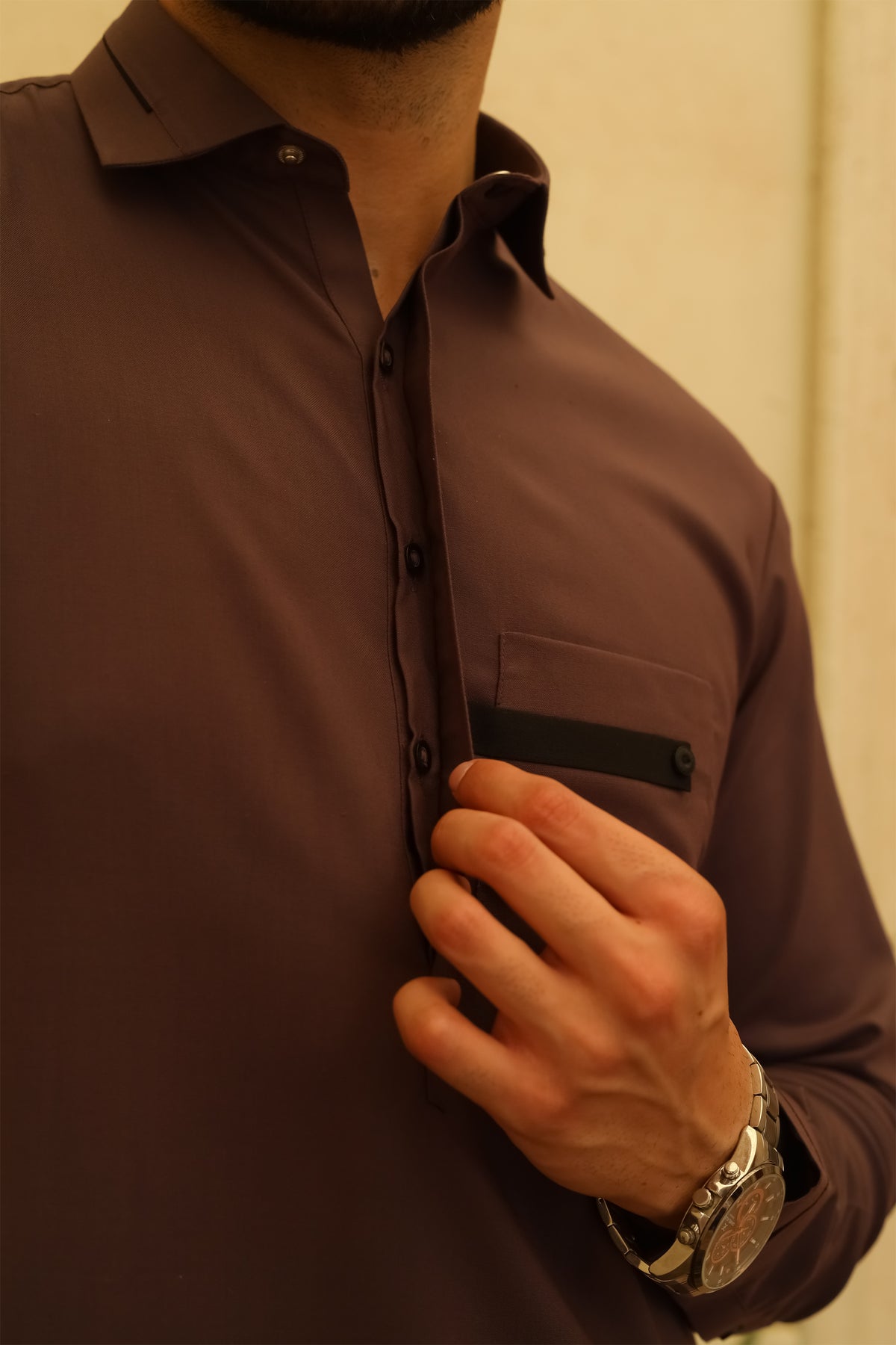 Dark Purple Designer Kameez Shalwar - Men