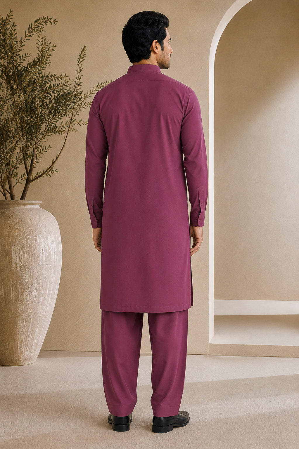 Maroon Luppi Cotton Shalwar Kameez - Stitched