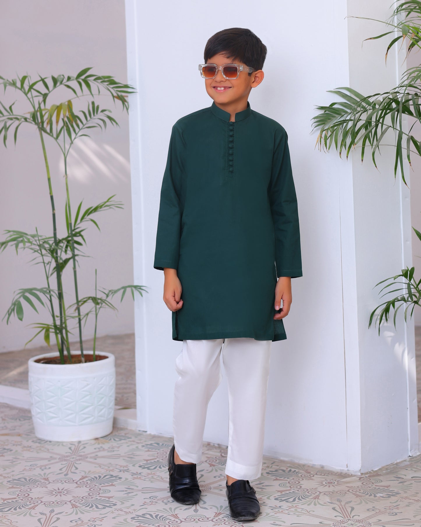 Pine Cotton Kurta Trouser - Kids