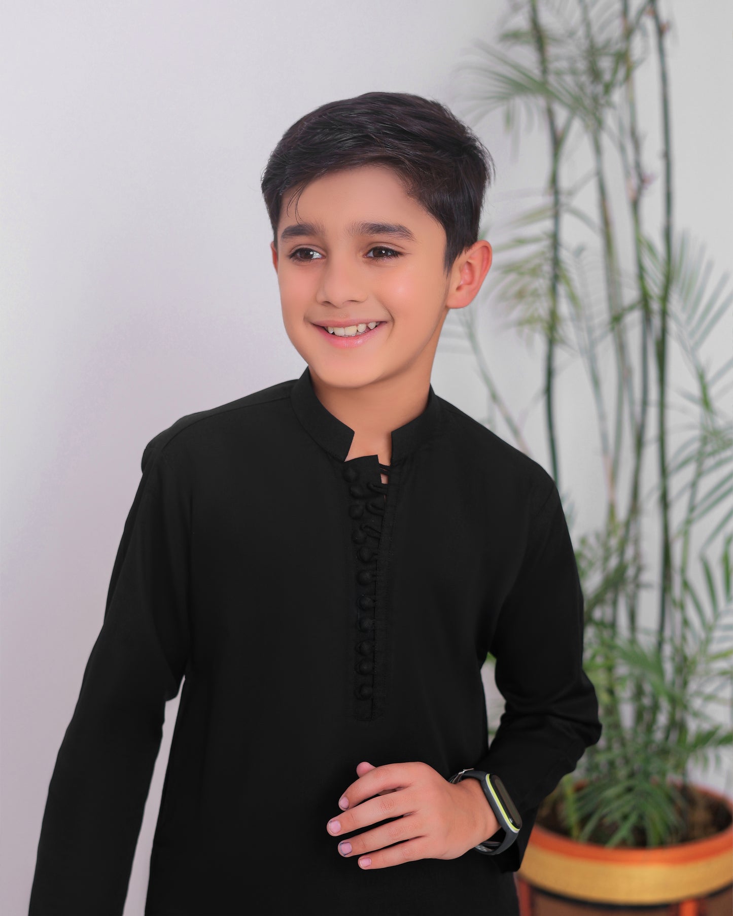 Black Cotton Kurta Trouser - Kids