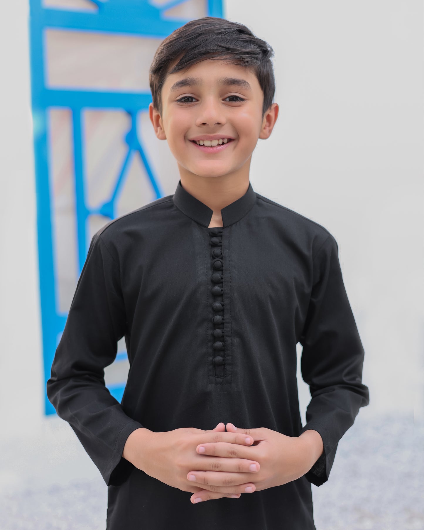 Black Cotton Kurta Trouser - Kids