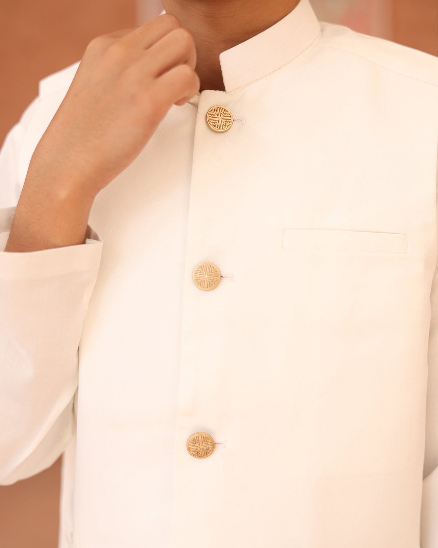 Off White Kurta Trouser with Suiting Waistcoat - Kids