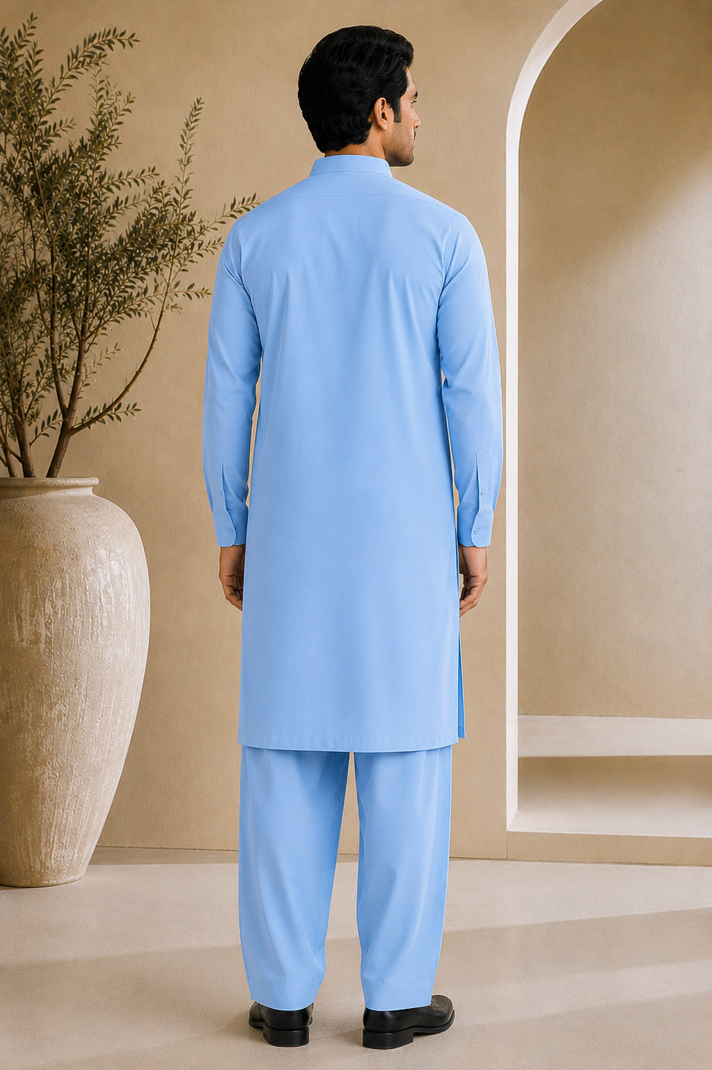 Sky Blue Luppi Cotton Shalwar Kameez - Stitched