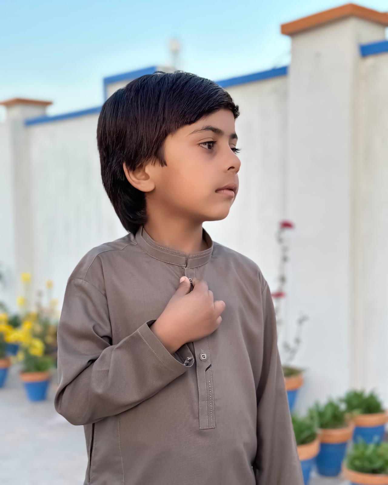 Light Brown Kids Shalwar Kameez