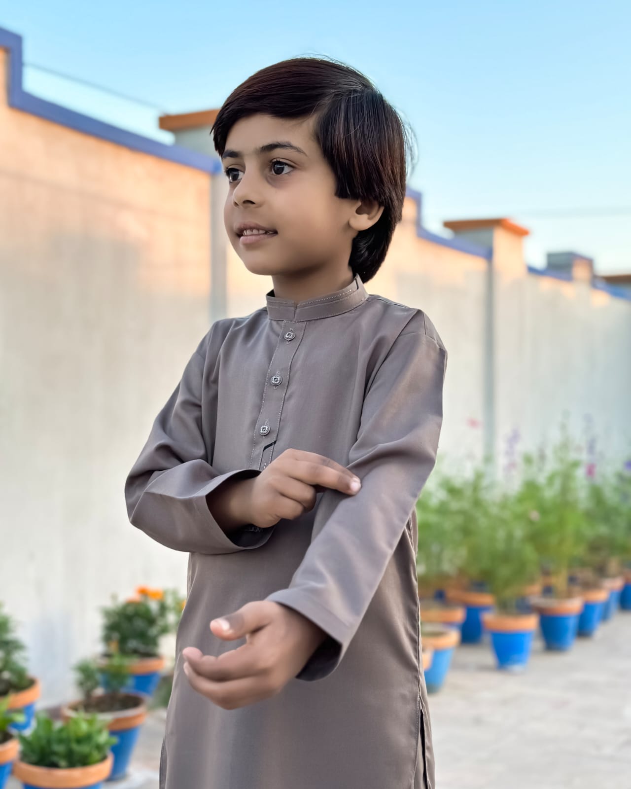 Light Brown Kids Shalwar Kameez