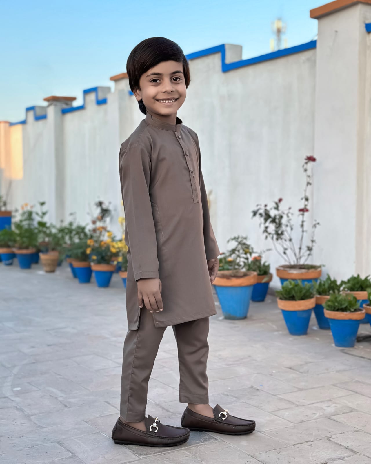 Light Brown Kids Shalwar Kameez