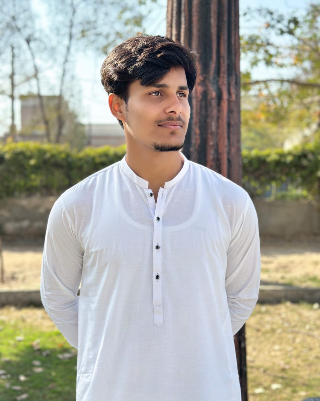 White Cotton Shalwar Kameez - Stitched - Mazham