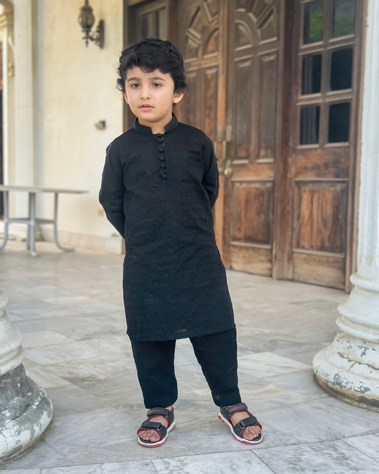 Black Cotton Shalwar Kameez Embroidered - 2-Piece Set - Mazham