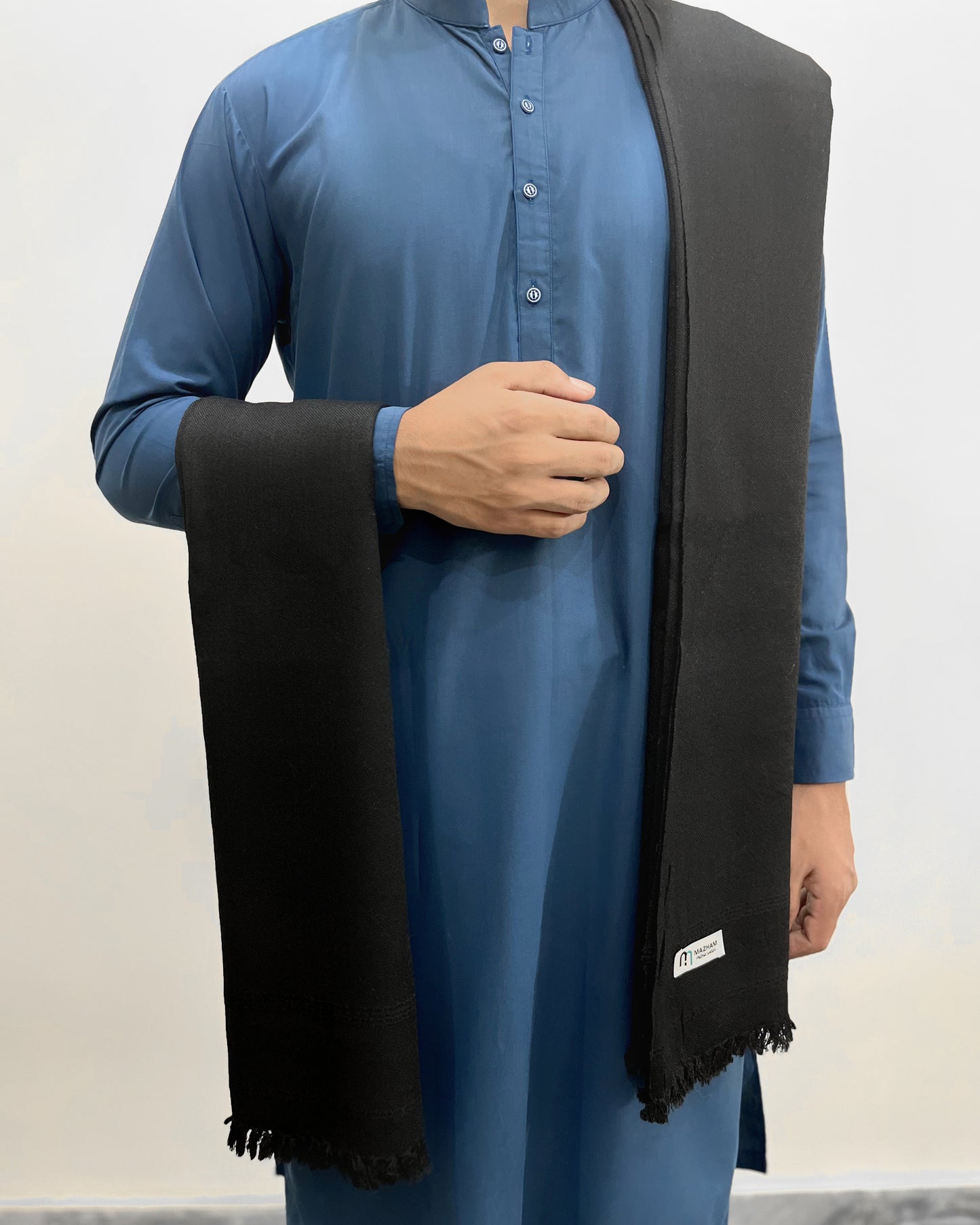 Black Wool Shawl - Men